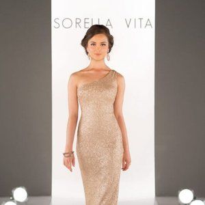 One shoulder sequin gown- Sorella Vita